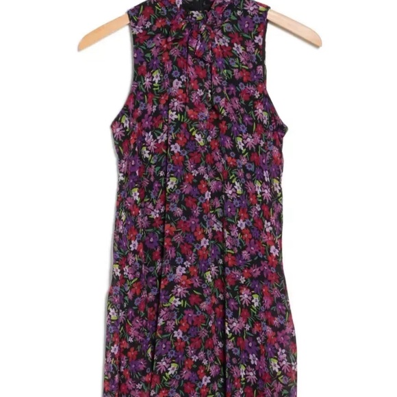 Calvin Klein $119 Tie Neck Sleeveless Black Floral Trapeze Dress Size 10 NWT - Picture 4 of 4